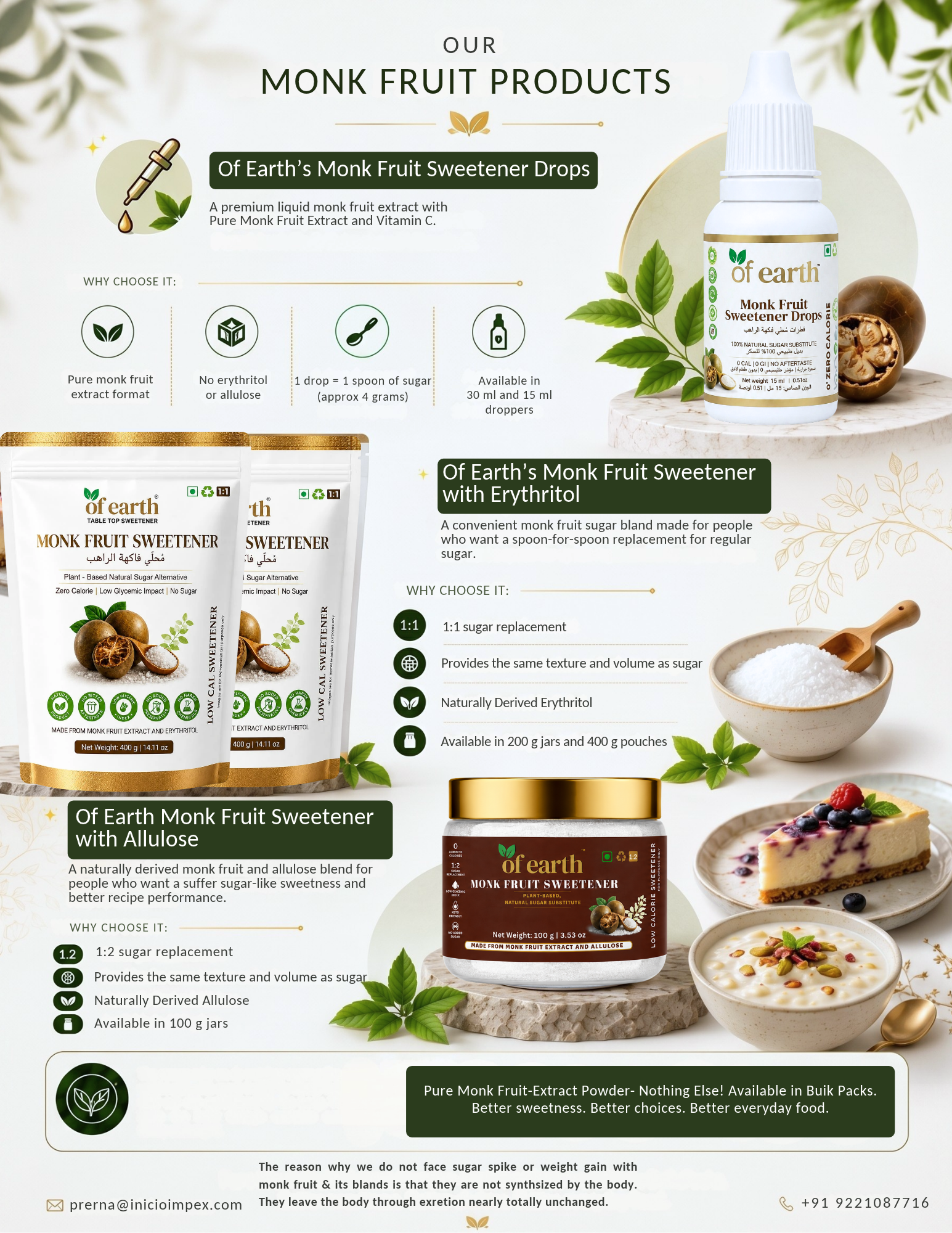 Of Earth Monk Fruit sweeteners