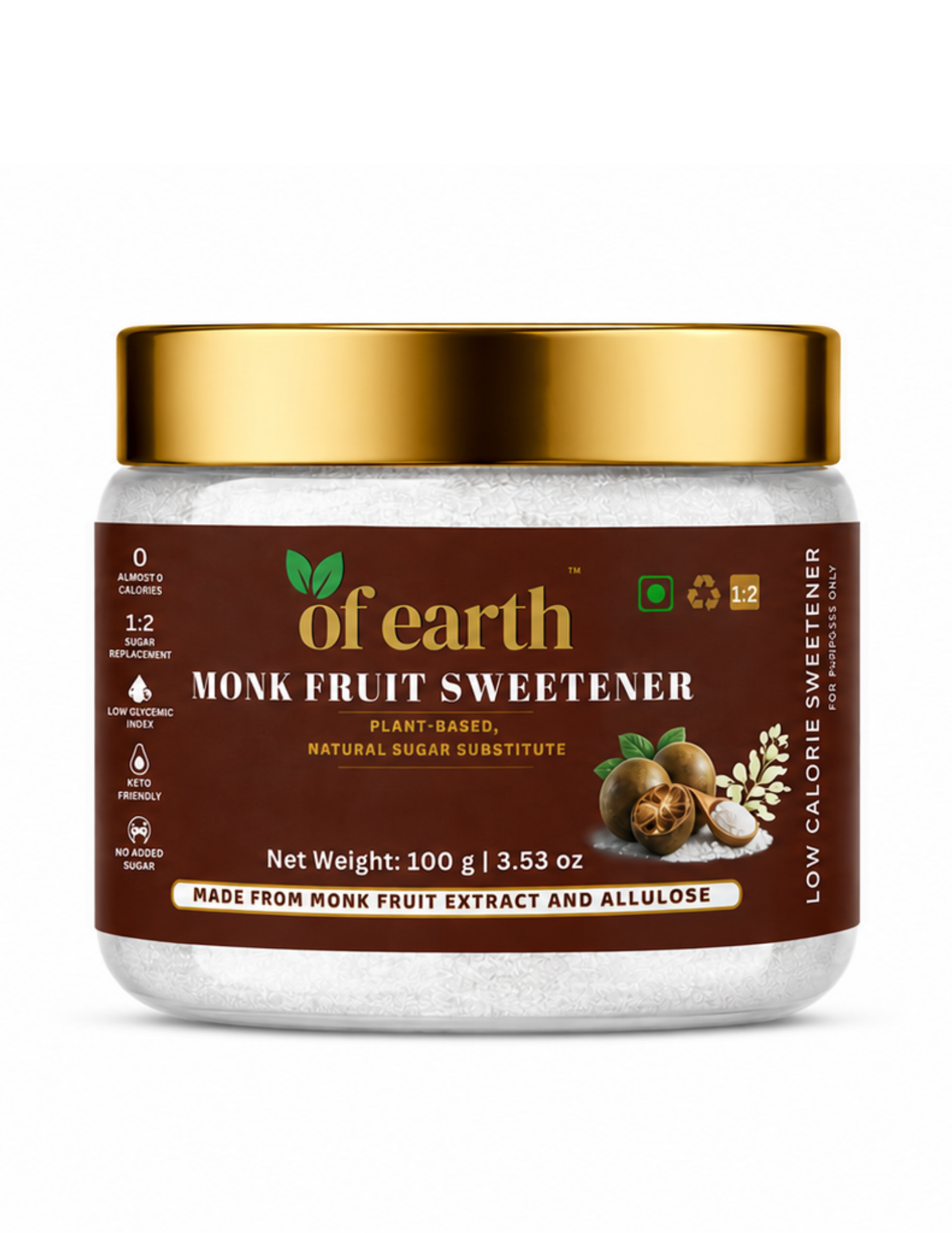 Of Earth Monk Fruit Sweetener with Allulose 100g- RETAIL